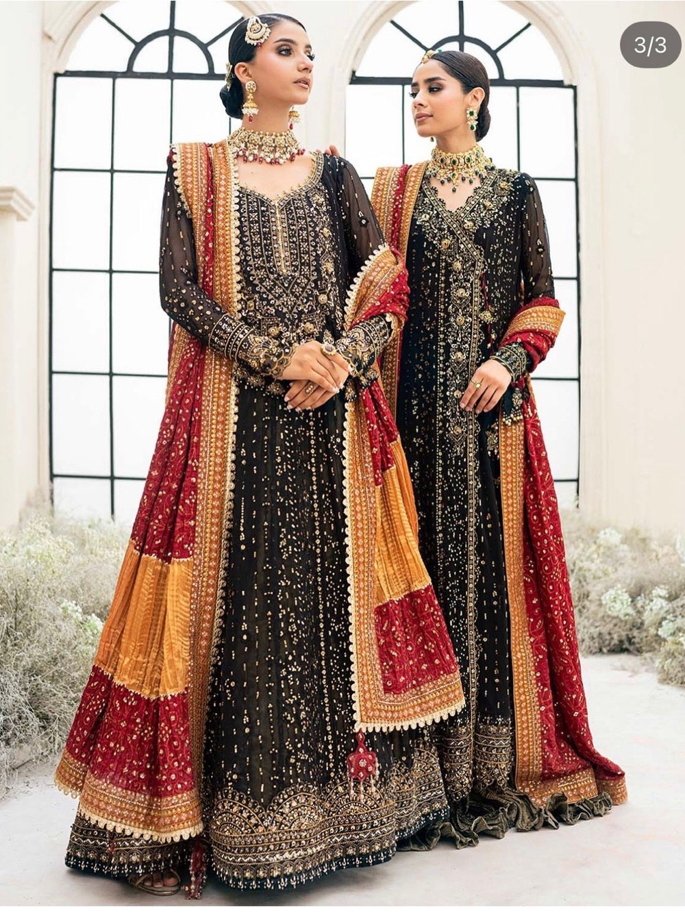 AIK ATELIER - Pakistani designer dress- Fully Embroidered Black & Red